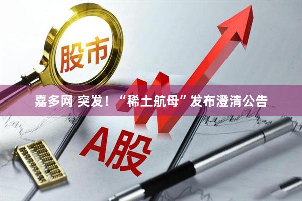 嘉多网 突发！“稀土航母”发布澄清公告